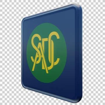 Southern African Development Community 3d illustration flag on pole. Wood Stock Illustration