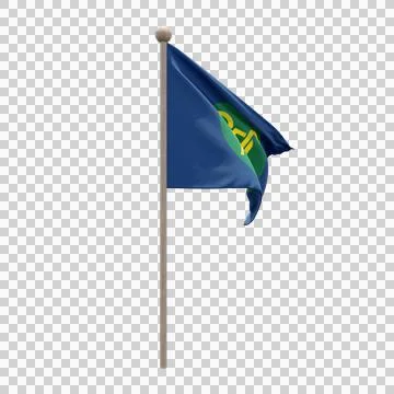 Southern African Development Community 3d illustration flag on pole. Wood Stock Illustration