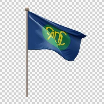 Southern African Development Community 3d illustration flag on pole. Wood Stock Illustration