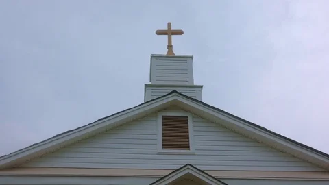 Southern country church in Mississippi detail shot of cross still shot Stock Footage