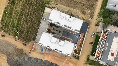 Southern Oasis: Drone's-Eye View of a Kids' Water Playground on the Coast Stock Footage 243186365
