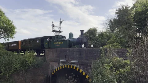 Southern Railway Steam Train Going Over A Railway Bridge Video stock 220455545