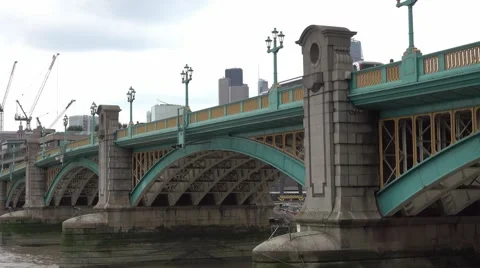 Southwark Bridge over River Thames in London Stock Footage