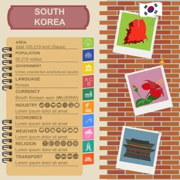 Soutn Korea  infographics, statistical data, sights Stock Illustration
