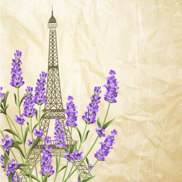 Souvenir card with eiffel tower Stock Illustration