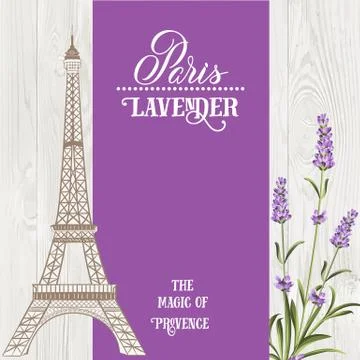 Souvenir card with eiffel tower Illustrazione stock