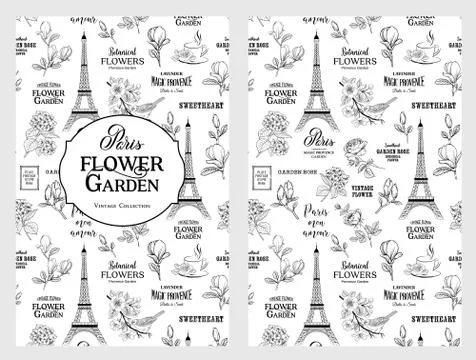 Souvenir card with eiffel tower. Stock Illustration