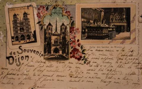 Souvenir of dijon, postcard 1900 Illustrazione stock
