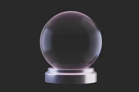 A souvenir Empty Transparent Snow Globe on dark background, 3d render Stock-Illustration