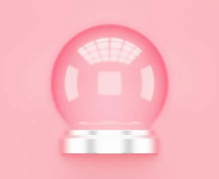 A souvenir Empty Transparent Snow Globe on pink background, 3d render Stock Illustration
