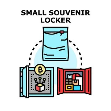 Souvenir locker concepts for secure item storage Stock Illustration