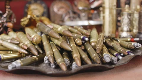 Souvenir made out of bullet shells in bosnia and herzegovina sarajevo market Stock Footage 306938287