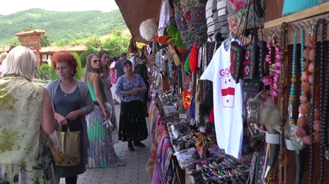 Souvenir market in Mtskheta - Georgia Stock Footage 39351707