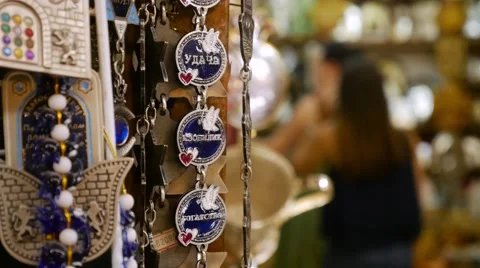 A souvenir shop in Jerusalem Stock Footage 66910315