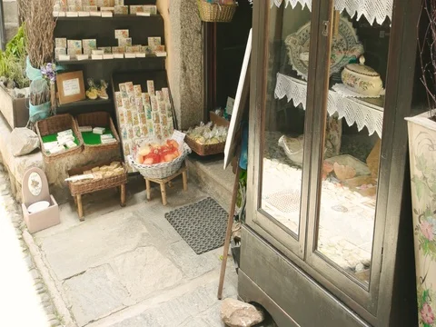 Souvenir shop in town. Stock Footage