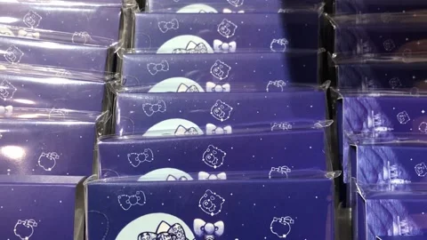 Souvenir store selling stuff with Hello Kitty character painted as portuguese Stock Footage 294496003
