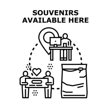 Souvenirs available here concept vector flat icon Stock Illustration