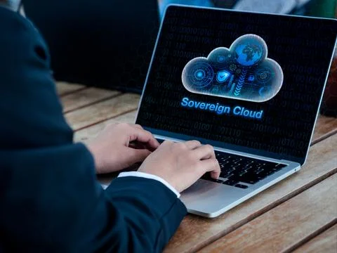 Sovereign cloud technology concept. Global network and solution, management.. Stock Photos