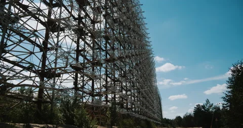 Soviet abandoned missile defense radar Stock Footage 138992895