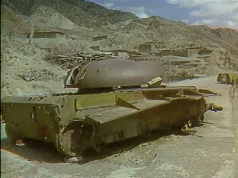 Soviet air attacks increase in Afghanistan in the 1980s. Stock Footage 75101592