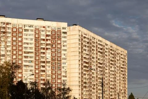 Soviet architecture aged facade building Stock Photos