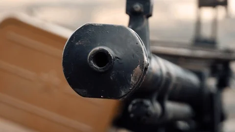 Soviet army weapons on the background of mountains Stock Footage 117115954