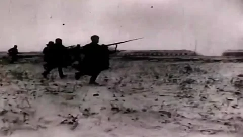 Soviet army winter battle Moscow Stock Footage 330264037