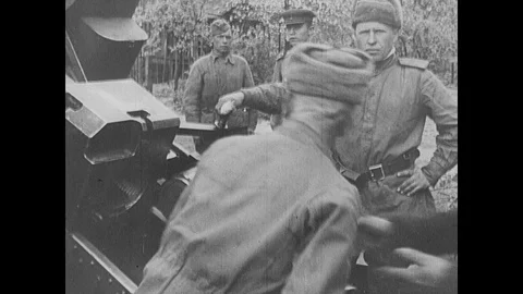 Soviet artillery fires on remaining German outposts Stock Footage 103383009