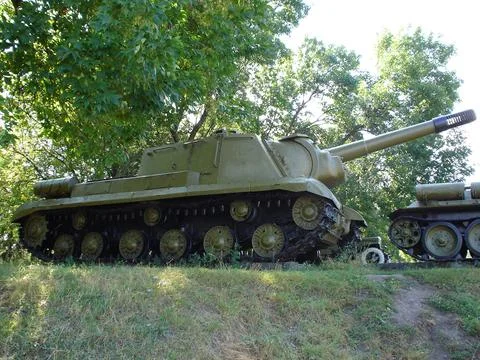 Soviet artillery mount ISU-152 Stock Photos