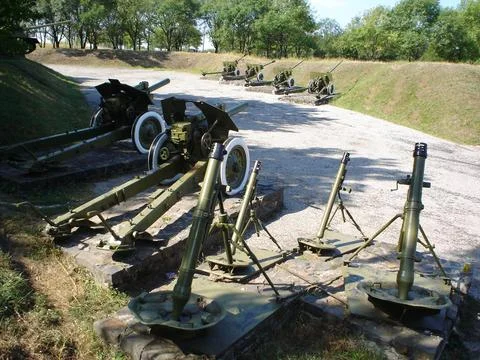 Soviet artillery of the Second World War. (artillery guns and mortars - museum). Stock Photos