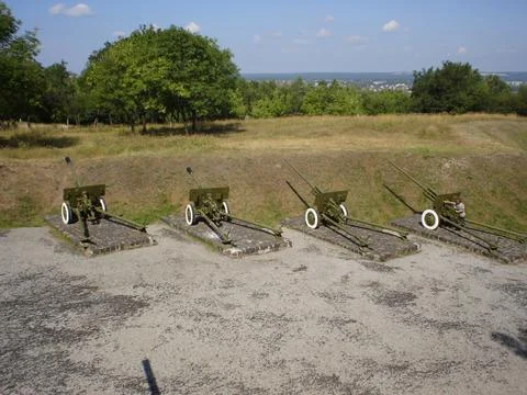 Soviet artillery of the Second World War. (artillery guns and mortars - museum). Stock Photos