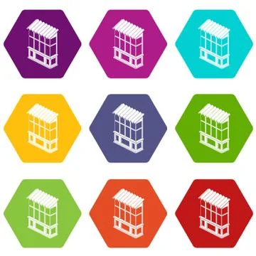 Soviet balcony icons set 9 vector Stock Illustration