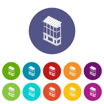 Soviet balcony icons set vector color Stock Illustration