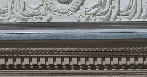 Soviet bas-relief and sculpture on the arch of the VDNH park Stock Footage 90899300