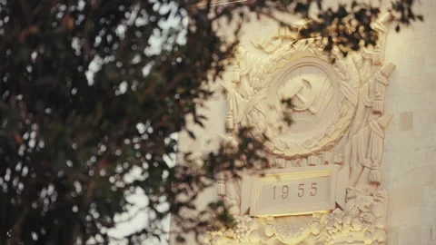 Soviet Bas-Relief on Building Wall Stock Footage 316919672