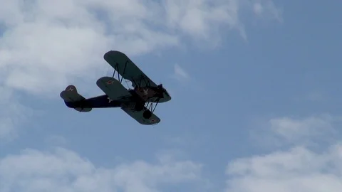 Soviet biplane U-2/Po-2 (NATO name: “Mule”)  performs horizontal flight. Stock Footage 120497435