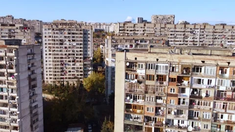 Soviet buildings architecture aerial Stock Footage 168554294