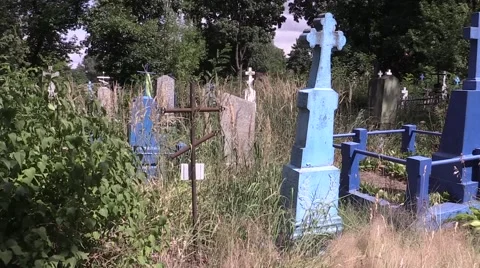 Soviet cemetery old graves Stock-Footage 59949412