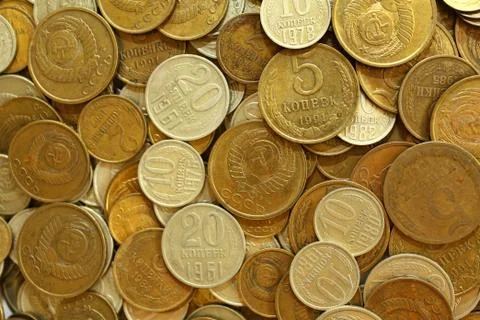 Soviet coins background Stock Photos