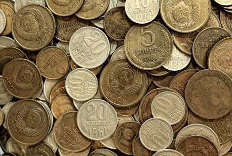 Soviet coins background Stock Photos