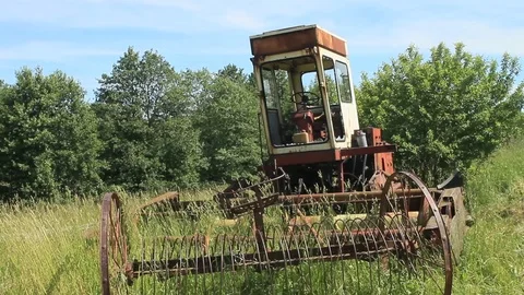 Soviet combine harvester. Full face Stock Footage 97788261
