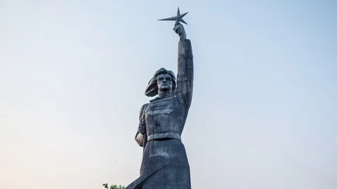 Soviet constructivism. Monument Aurora. Krasnodar landmarks. Hyper lapse Stock-Footage 84742937