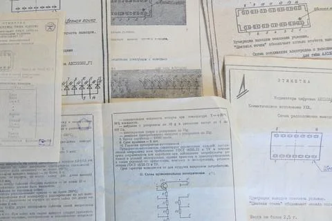 Soviet documents on radio kits Stock Photos