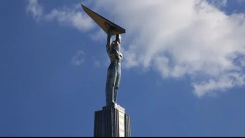 Soviet era monument to the Aerospace Industry Stock Footage 7905207