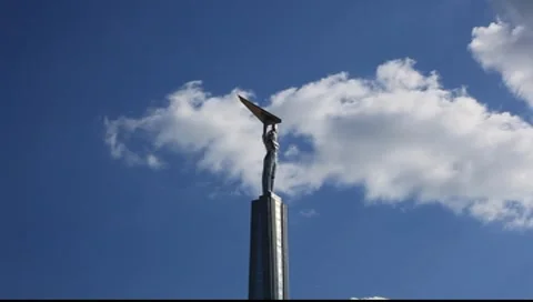 Soviet era monument to the Aerospace Industry Stock Footage 7905211
