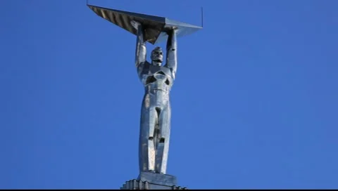 Soviet era monument to the Aerospace Industry Stock Footage 7905214