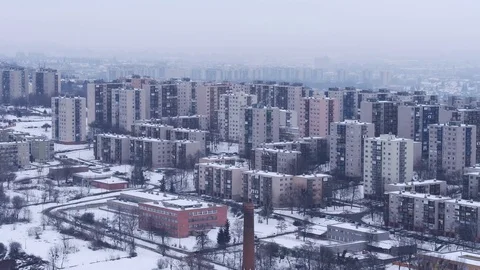 Soviet era residential blocks - drone aerial 4K video Stock-Footage 99292796