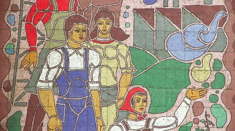 Soviet-era wall mosaic Stock Footage 62910243