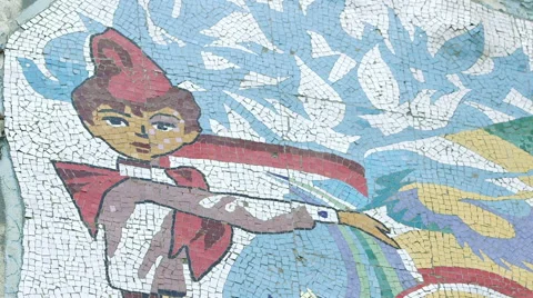 Soviet-era wall mosaic Stock Footage 62910405