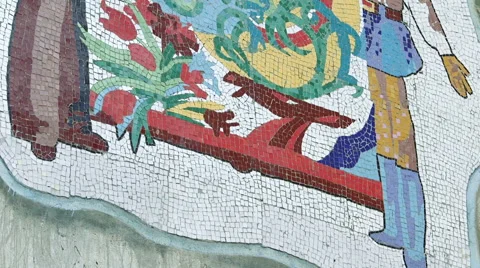 Soviet-era wall mosaic Stock Footage 62910532